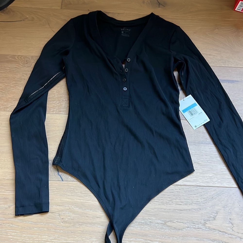 NWT! Nike yoga black ribbed bodysuit